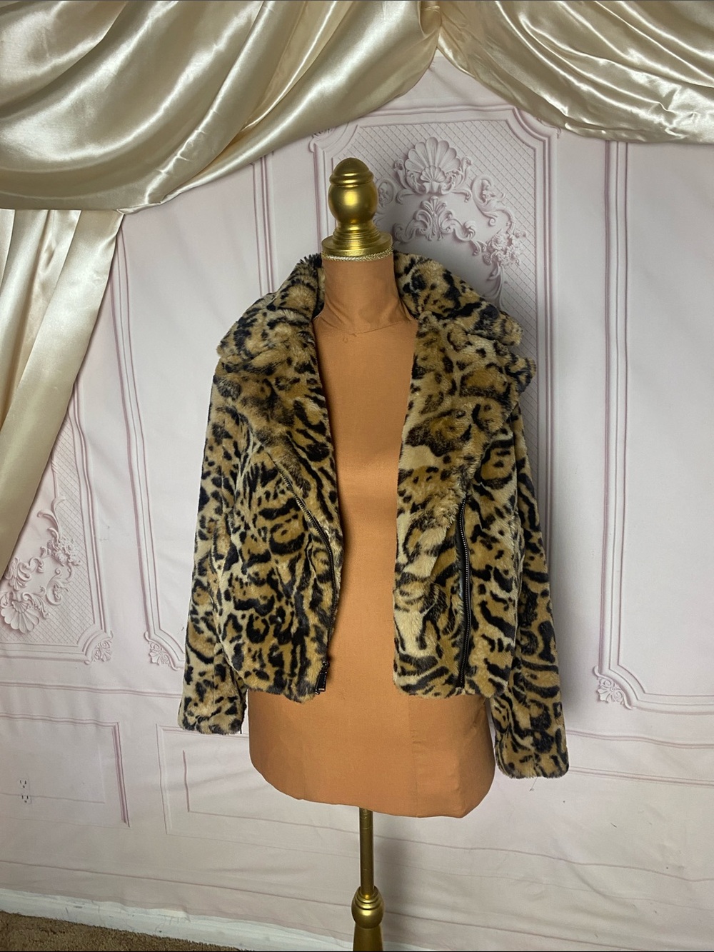BCBGeneration Leopard Print Faux Fur Jacket - Brown/Black